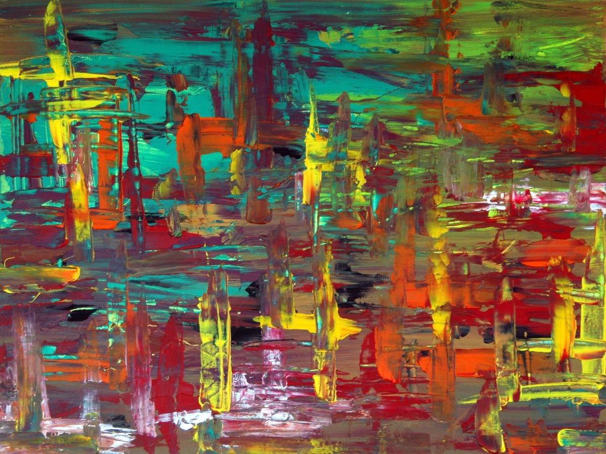 Abstract Acrylic Painting By Cb., 31 X 24, Abstract On Canvas 148, Original Artwork