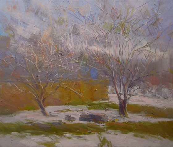 Winter Trees Painting " Lilac Day" ( 226l13 )