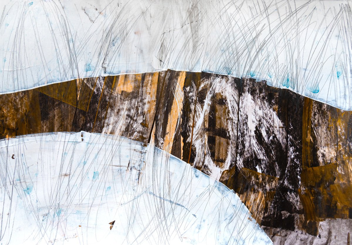 Abstract Landscape Oil Painting By Elizabeth Anne Fox, 24 X 17, Gold River 1, Original Artwork