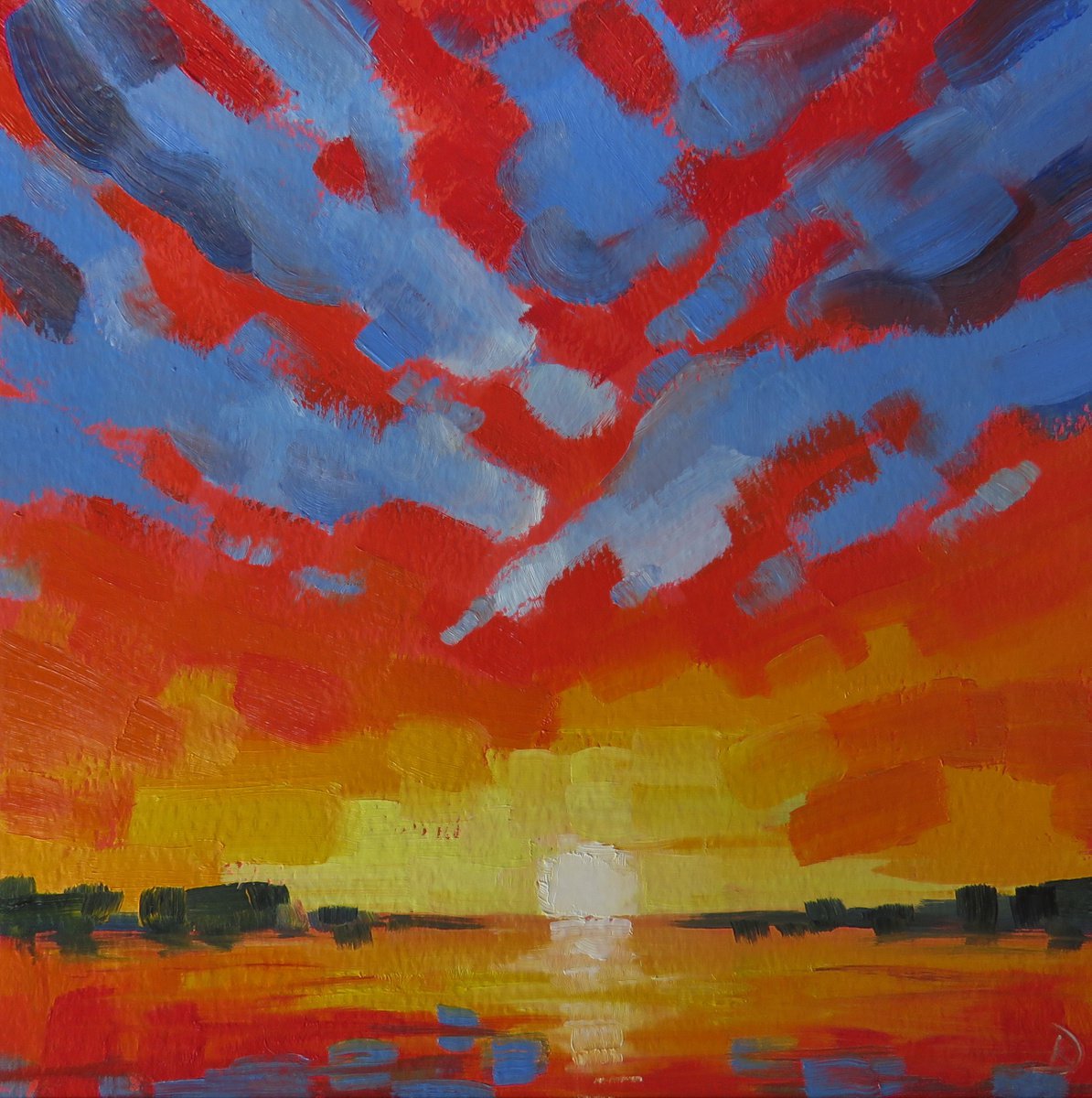 Red sky’s reflection by Kerry Lisa Davies