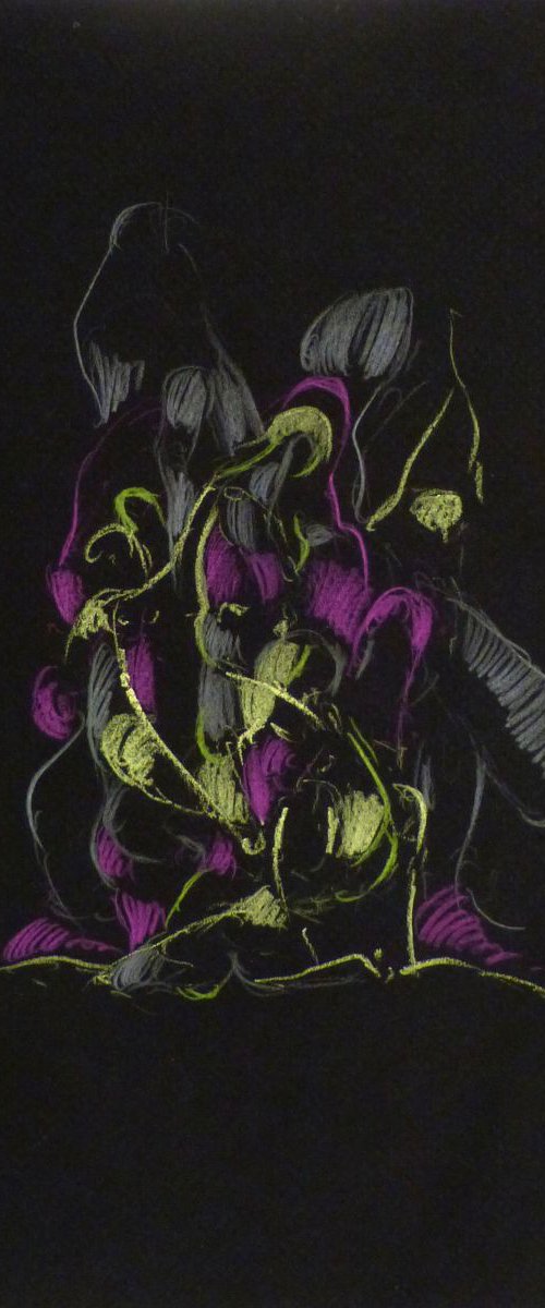 Colour Play 3, pastel on black paper 24x32 cm by Frederic Belaubre