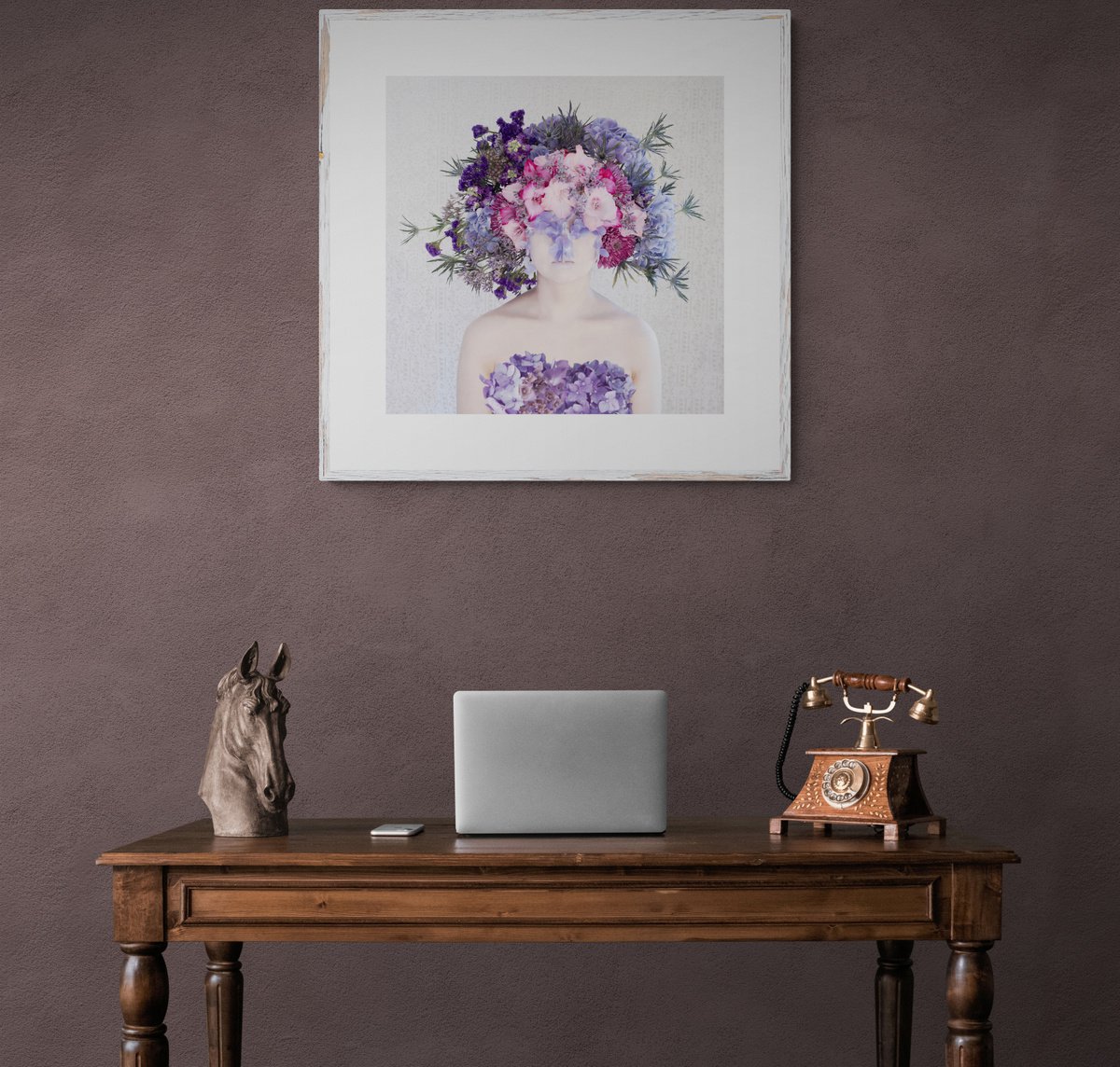 Expressive Portrait Photograph By Ziesook You, 20 X 20", Scent Of Violet 12112021, Original Artwork