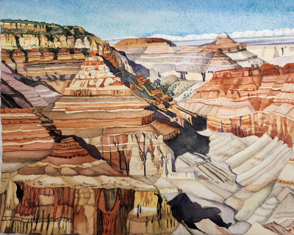Watercolour , Intricate (Grand Canyon National Park) By Beth Shadur, 15 X 13, Artwork For Sale On Artfinder