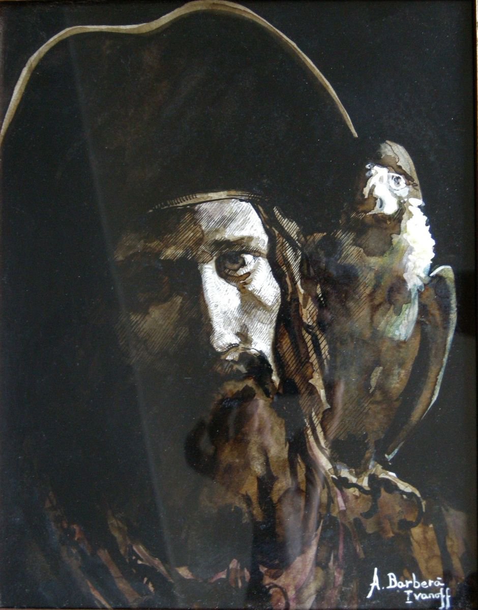 Expressive Portrait Painting By Alexandre Barbera-Ivanoff, 9 X 11, The Confident, Original Artwork