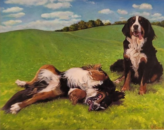 Commission Portrait of Two Dogs