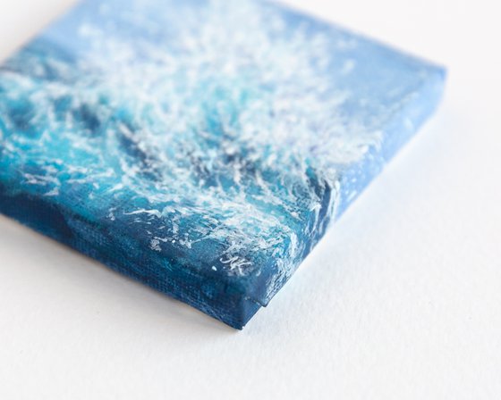 Miniature blue ocean waves