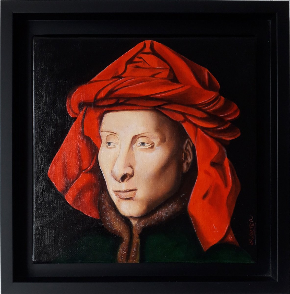 Portrait of Giovanni Arnolfini with red turban by Jean-Pierre Walter