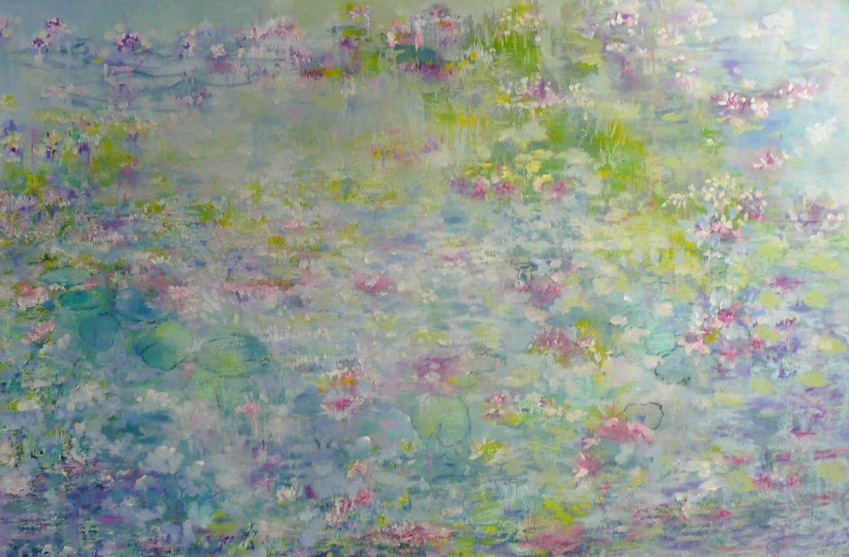 Pale Blue Waterlilies By Lesley Blackburn, 47 X 32, Artwork For Sale On Artfinder