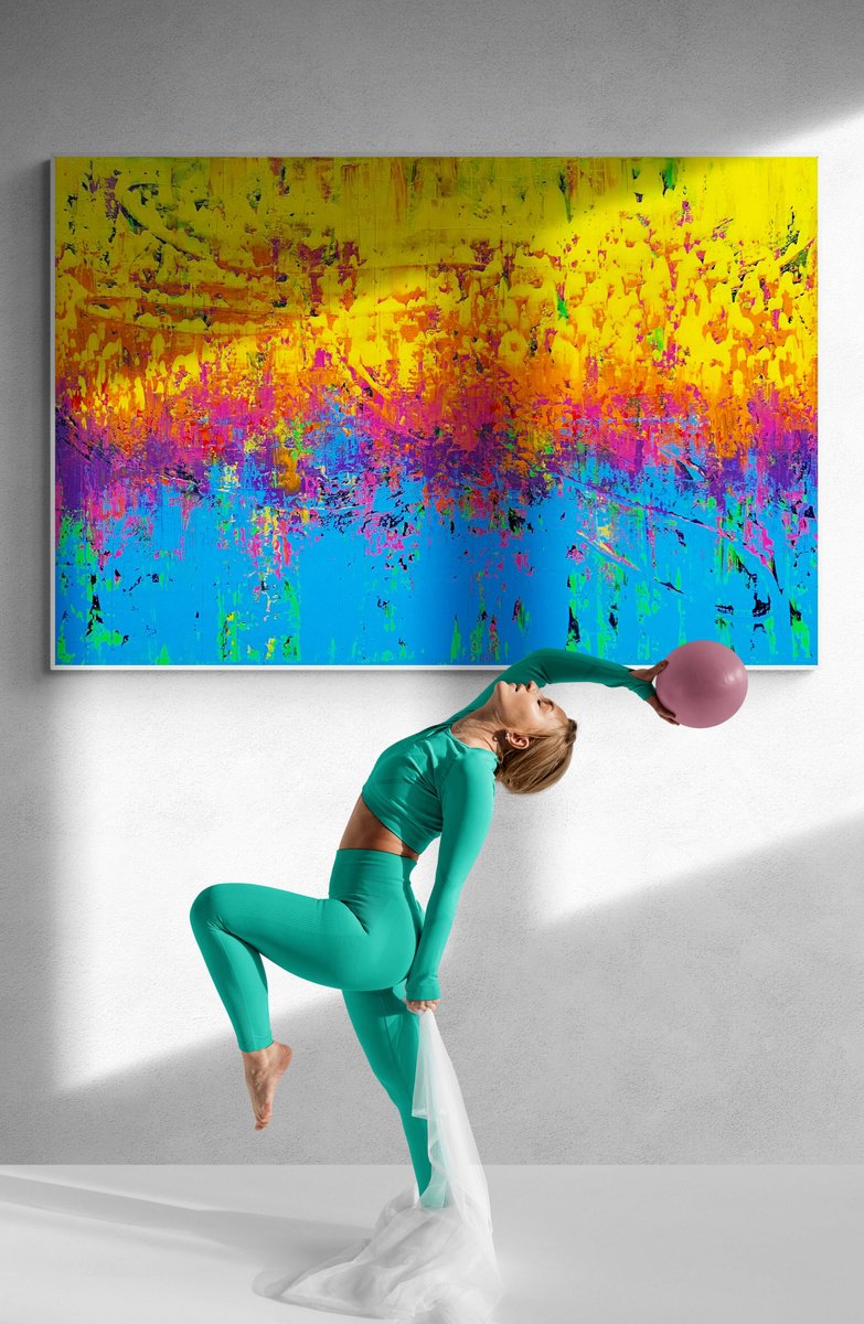 Abstract Acrylic Painting By Julijana Ravbar, 59 X 39", Power Of Energy, Original Artwork