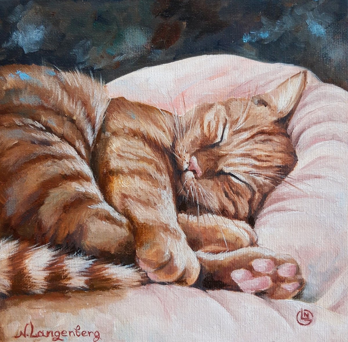 Sleeping Red Cat Animals by Natalia Langenberg