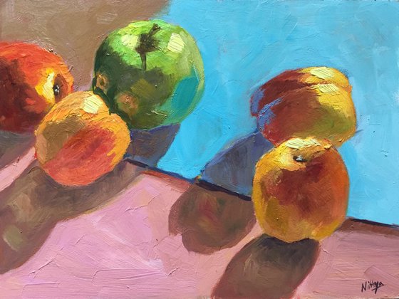 Evening Huddle - Sunlit Still Life in Oils