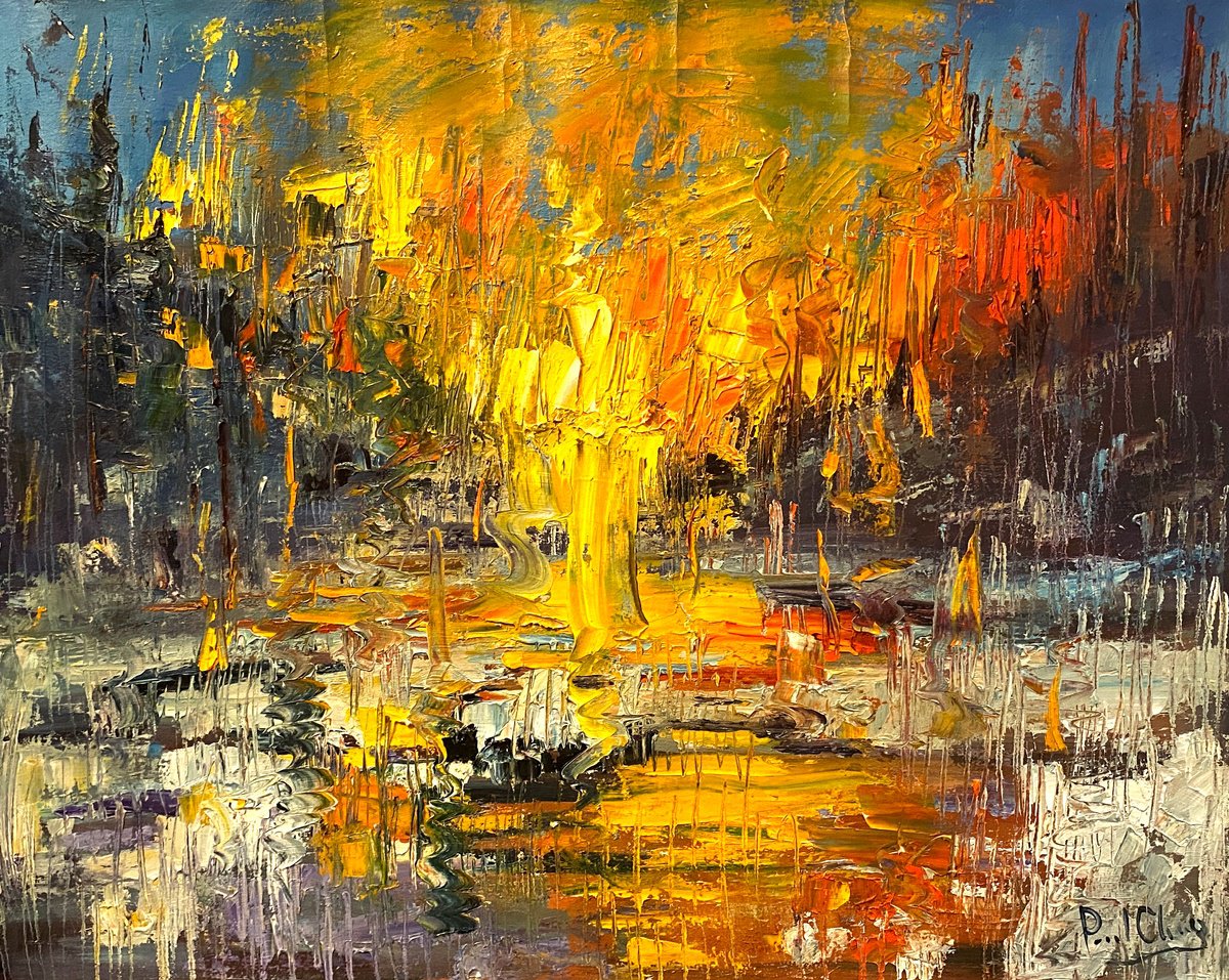 Impressionistic Abstract Oil Painting By Paul Cheng, 30 X 24", The Abstract Beauty Of Nature No.106, Original Artwork