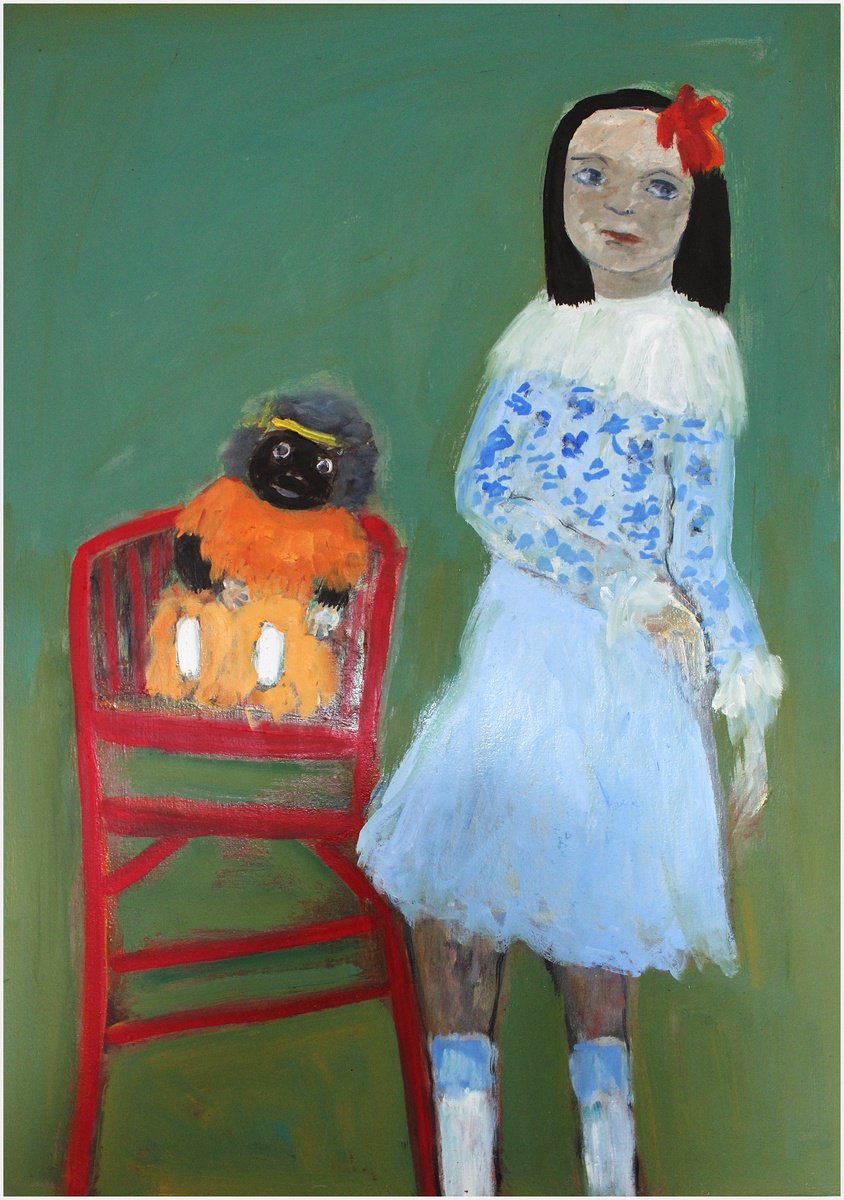 Portrait Oil Painting By Victorine Follana, 20 X 28", La Poupee Dora, Original Artwork