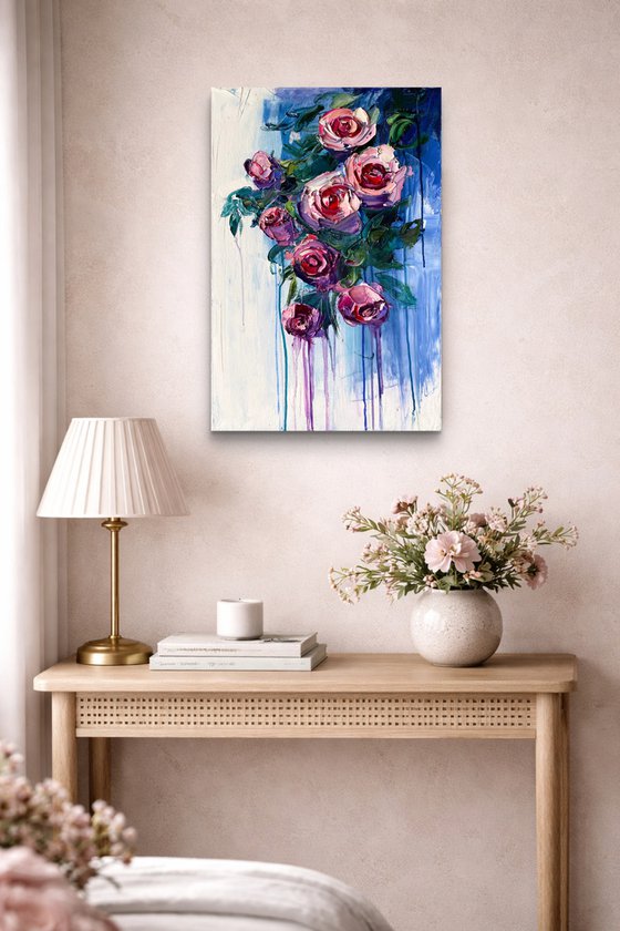 Flowing Roses in Blue