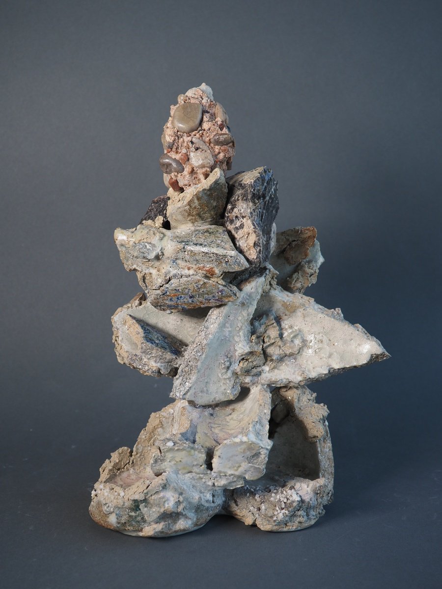Expressive Abstract Clay Sculpture By Linda Cares, 8 X 11", Shrine For A Marabout, Original Artwork