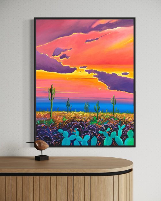 Warm sunset in desert