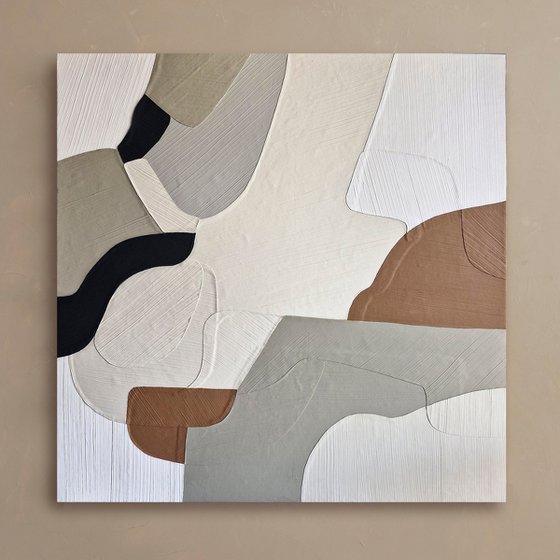 "Aura 2" Beige pastel brown abstract art
