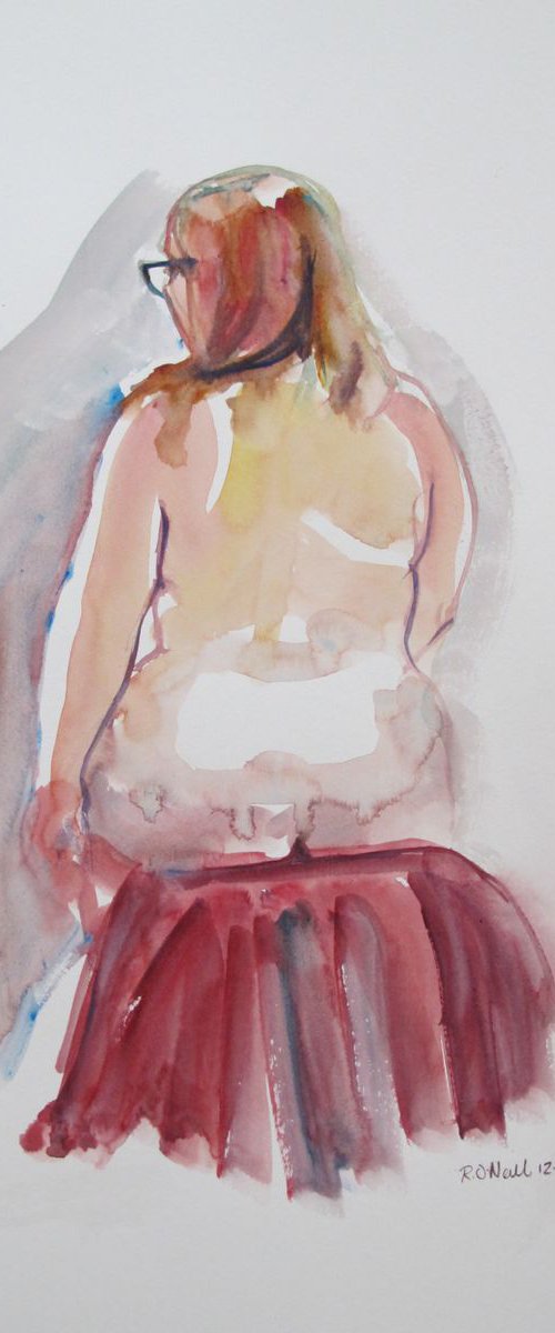 Seated female nude back view by Rory O’Neill