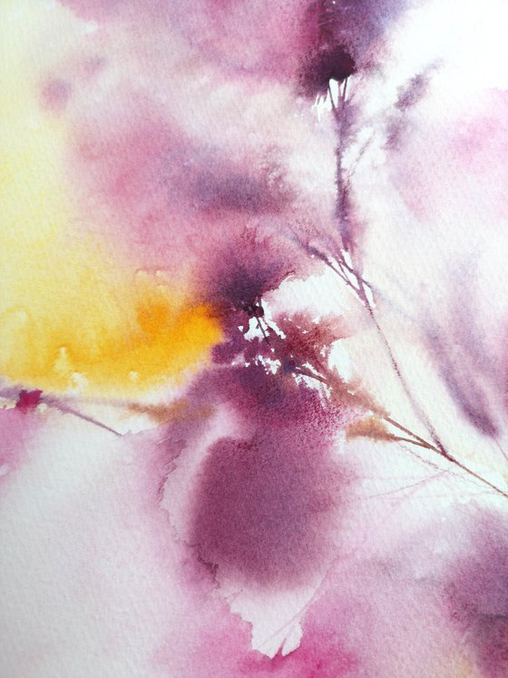 Purple abstract floral painting Amore mio