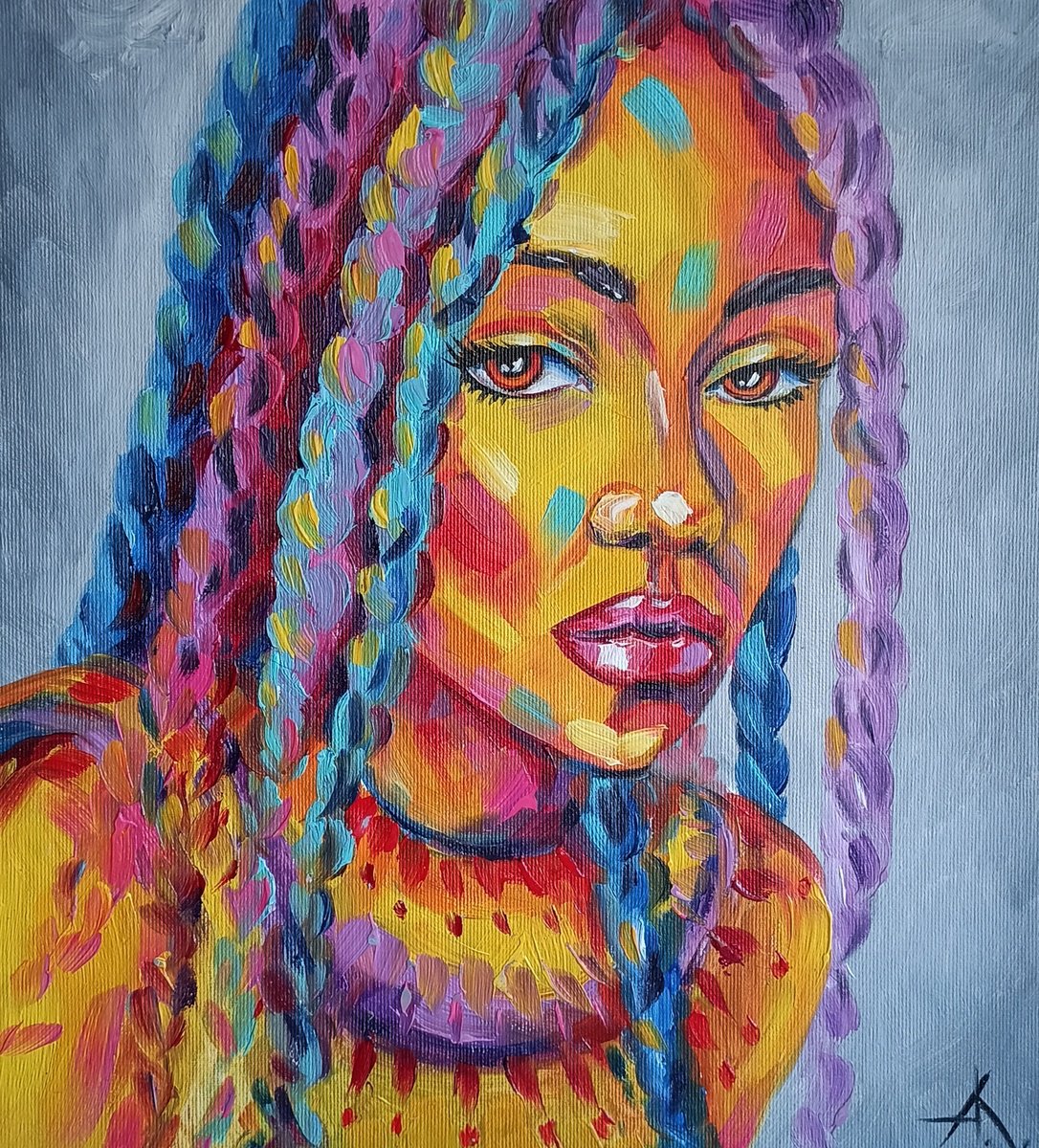 Impressionistic Portrait Oil Painting By Anastasia Kozorez, 12 X 13, Sparkle In The Eyes, Original Artwork