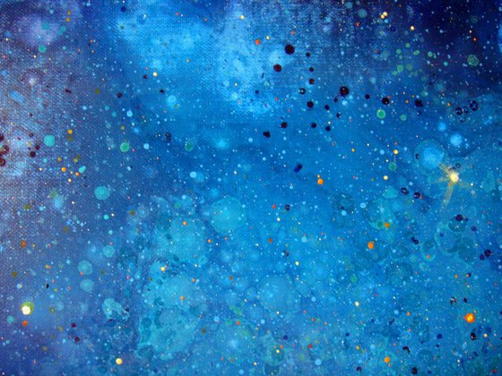 LARGE ABSTRACT PAINTING 70x100 cm  "Starry Night"