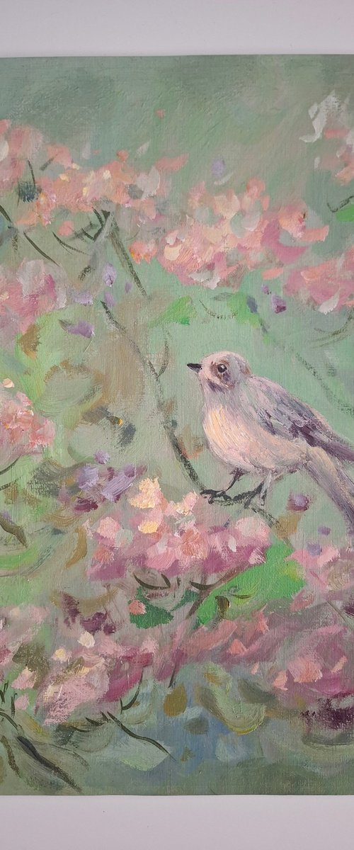 A Bird in a Blooming tree by Olena Kolotova