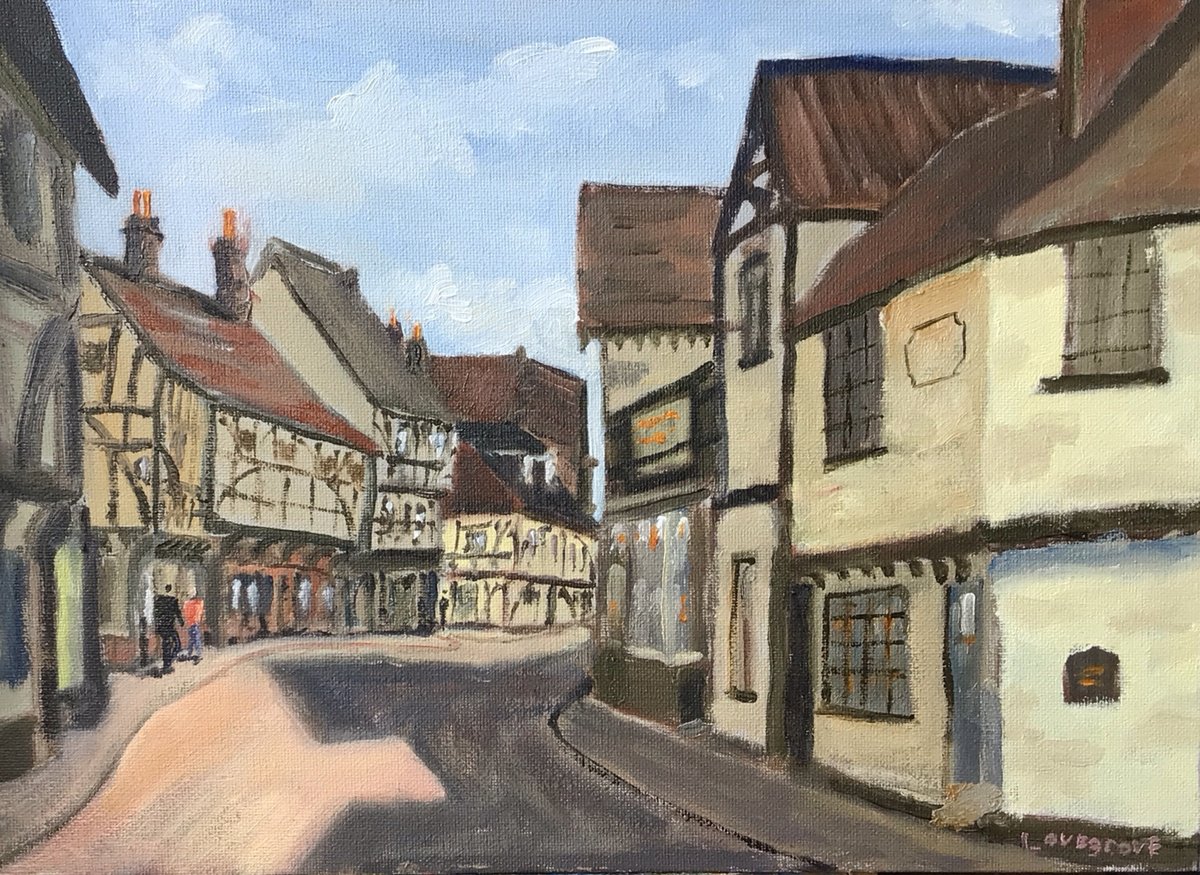 Impressionistic Cityscapes Oil Painting By Julian Lovegrove Art, 14 X 10", Strand Street, Sandwich, Original Artwork