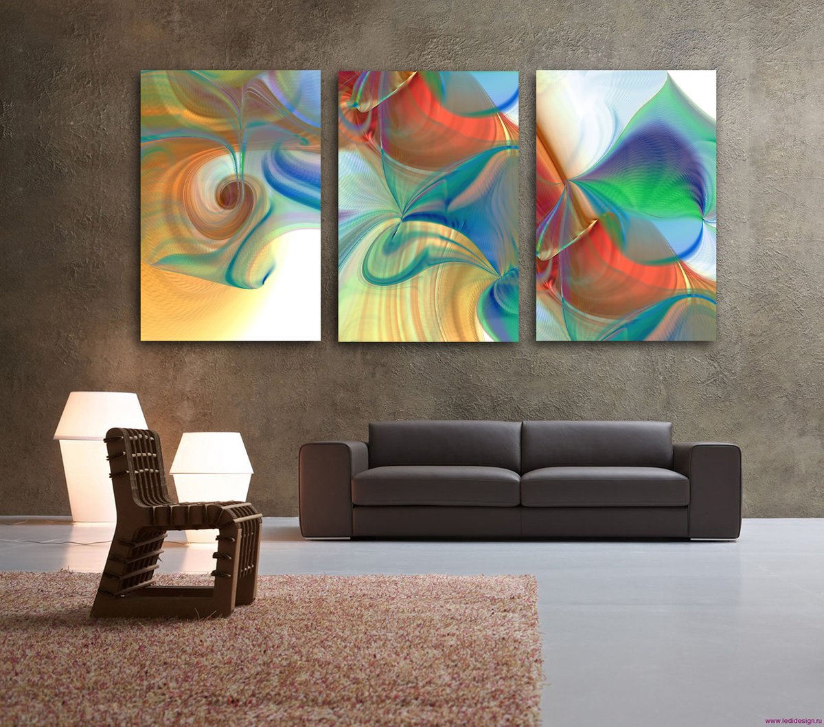 Armoni?as 4/XL large triptych set of 3 panels by Javier Diaz