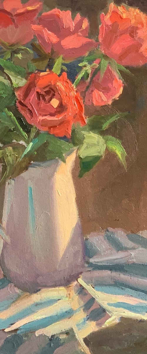 Roses in Sunlight - Floral Painting Fine Art Home decor by Nithya Swaminathan