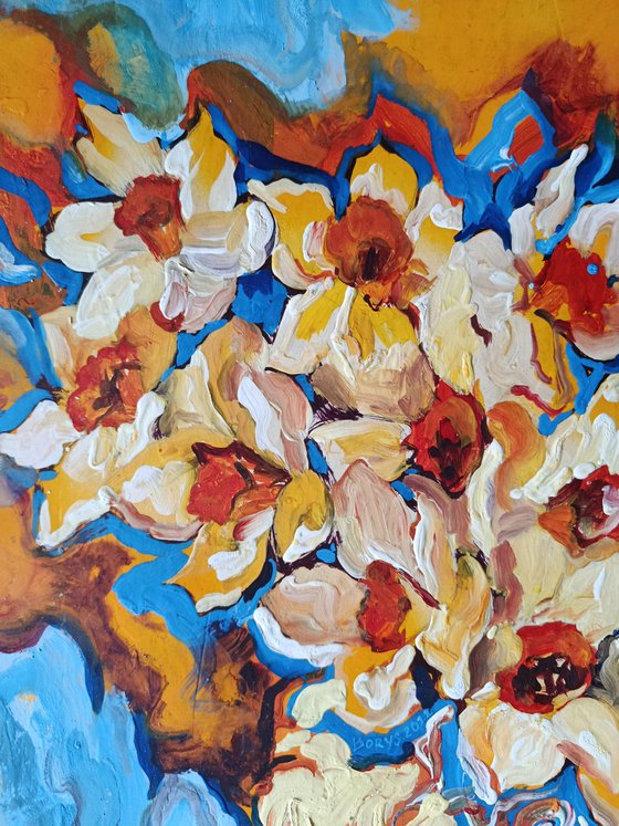 Woman in daffodils