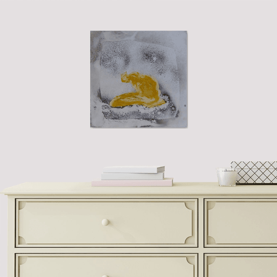 The golden cat, acrylic on paper 29x42 cm