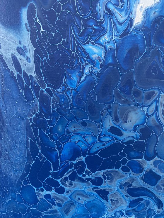 "Water Splitting" - Original Abstract PMS Fluid Acrylic Painting - 16 x 20 inches