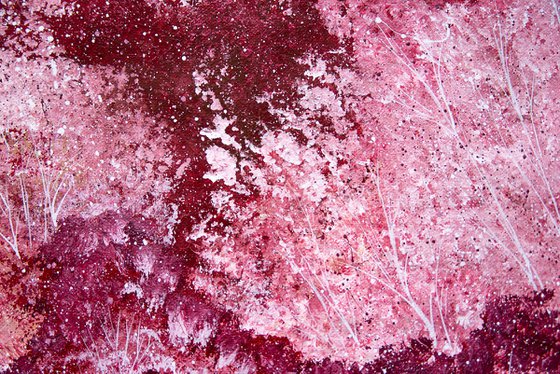 Pink and burgundy blooming landscape