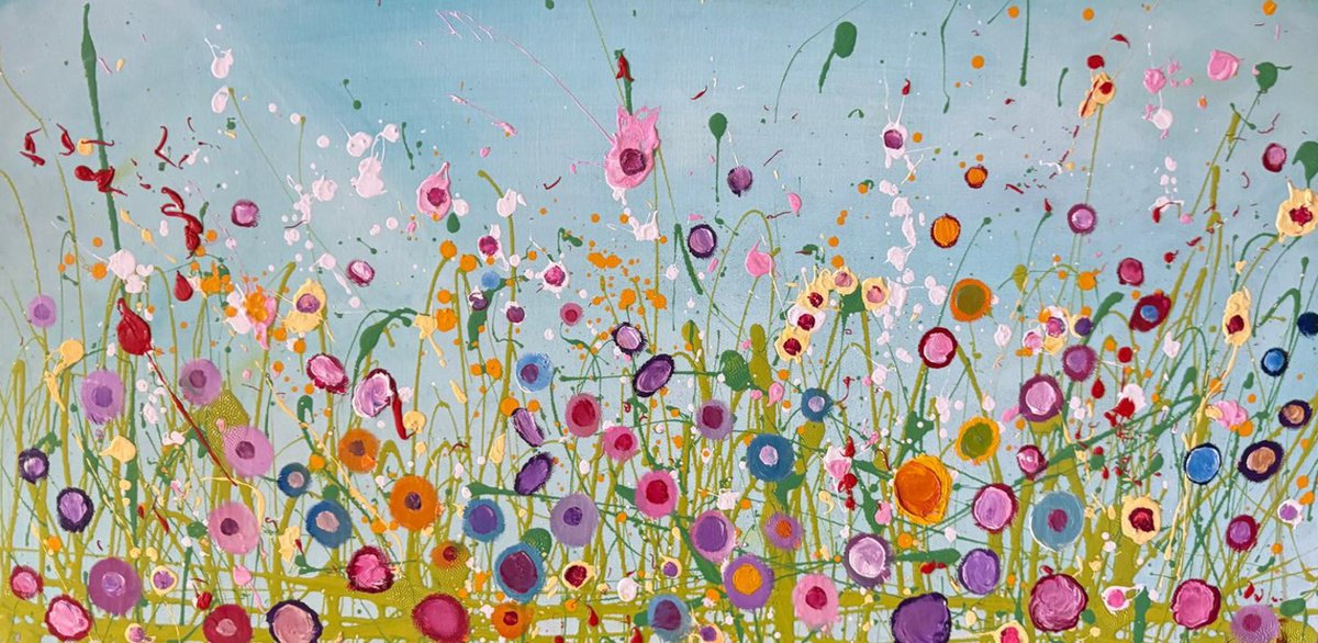 Impressionistic Botanical Oil Painting By Yvonne Coomber, 31 X 16", Your Love Makes My Heart Happy, Original Artwork