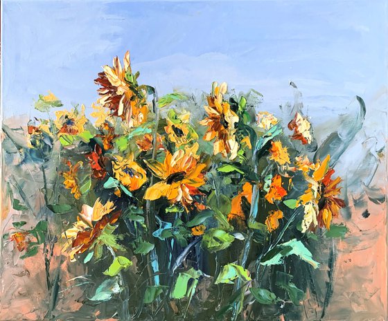 Blooming meadow,sunflowers.