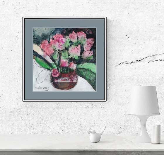 Kalanchoe Series of Original Paintings 20x20cm decorative modern mixed media