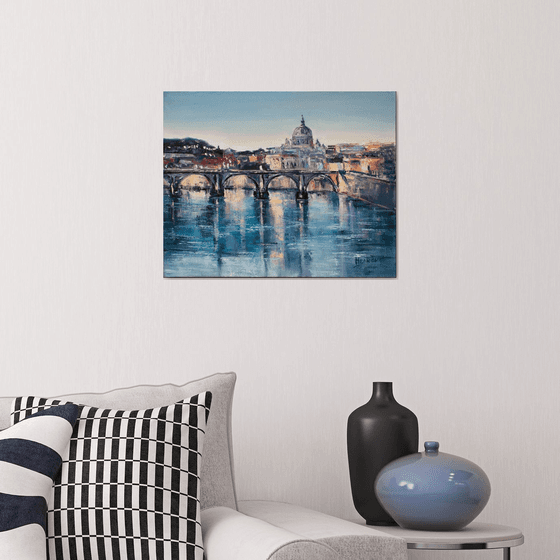 "Rome", city landscape, St. Angelo Bridge, Italy