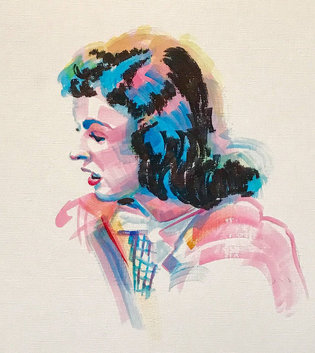 Expressive Portrait Acrylic Painting By Deke Wightman, 10 X 10, Found Treasure, Original Artwork