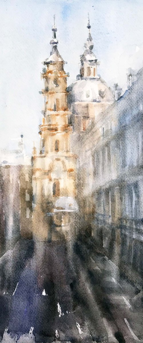 Spring street. one of the kind, original painting, watercolour. by Galina Poloz