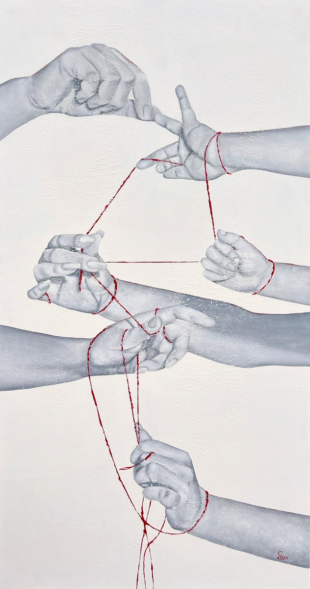 Portrait Acrylic Painting By Margarita Stepanova, 39 X 79", A Thread Of Destiny, Original Artwork