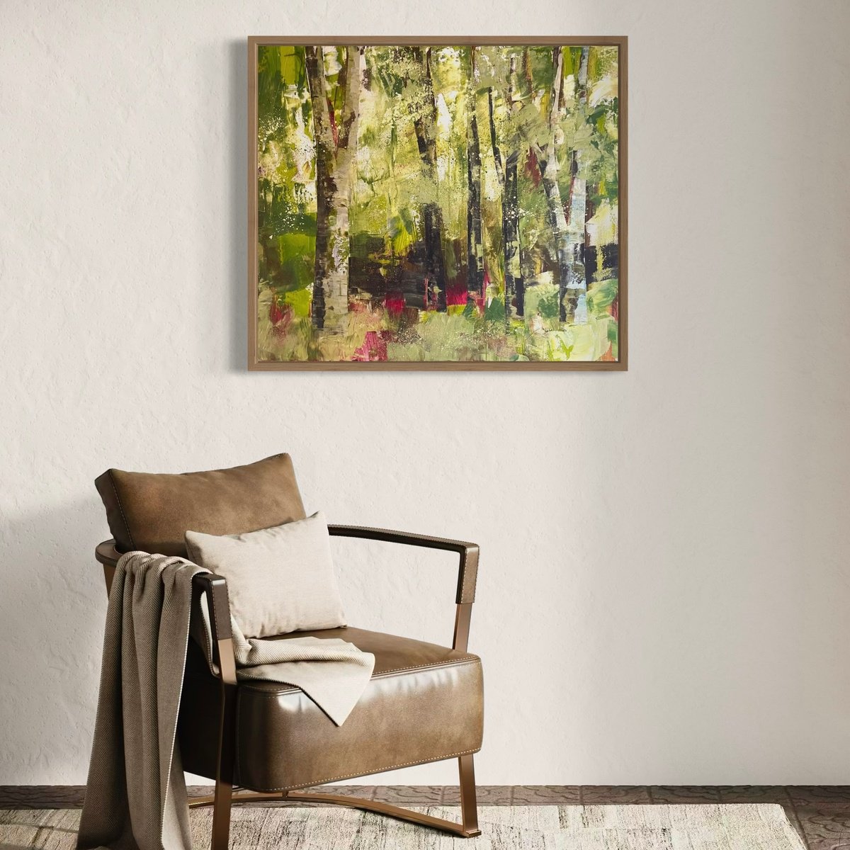 Expressive Landscape Acrylic Painting By Belinda Reynell, 29 X 25, A Walk In Nature, Original Artwork