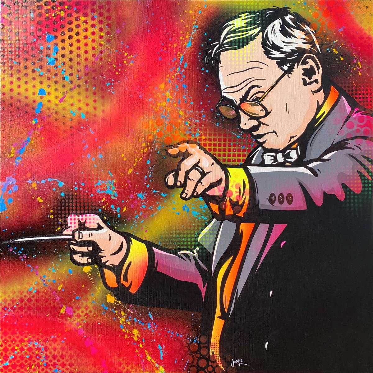Urban And Pop Acrylic Painting , Ennio Morricone By Jamie Lee, 24 X 24, Artwork For Sale On Artfinder