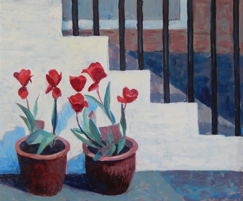 Tulips by The Steps by Stephen Howard Harrison