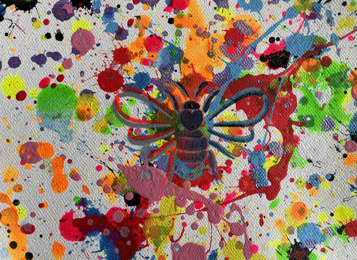 Abstract Acrylic Painting By Juan Jose Garay, 8 X 6", Insects 005, Original Artwork