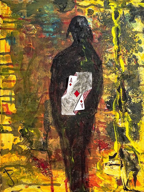 Diamond inside of me. Semi-Figurative Abstract Expresionism Figure Painting. Signed, Handmade artwork. by Retne
