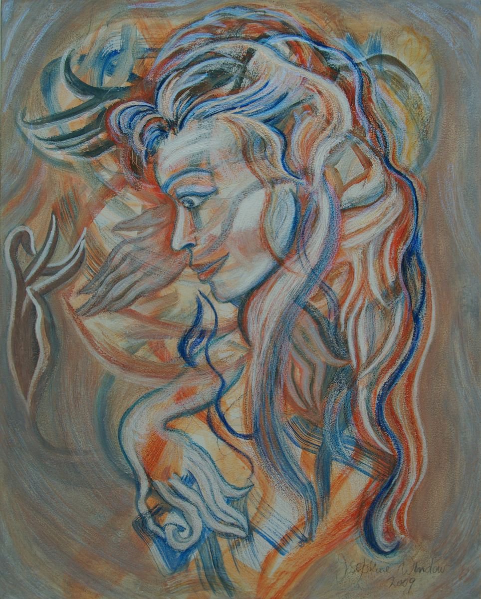 Expressive Portrait Painting By Josephine Window, 24 X 30", Ole Ole Flamenco, Original Artwork