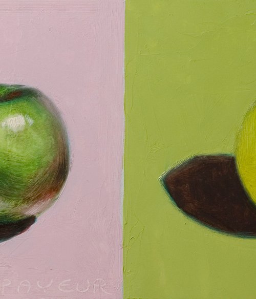 gift for food lovers: modern diptych, still life of apples by Olivier Payeur