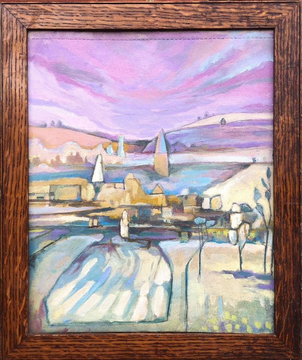 Impressionistic Landscape Oil Painting By Guy Pickford, 11 X 13, Spires, Original Artwork