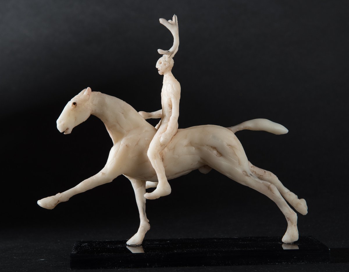 Expressive Portrait Sculpture By Holly Bennett, 7 X 7, Nature-Spirit Rider Xi, Original Artwork