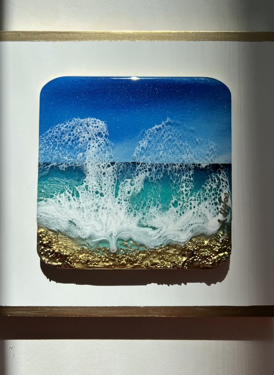 "Little wave" #11 - Miniature square painting